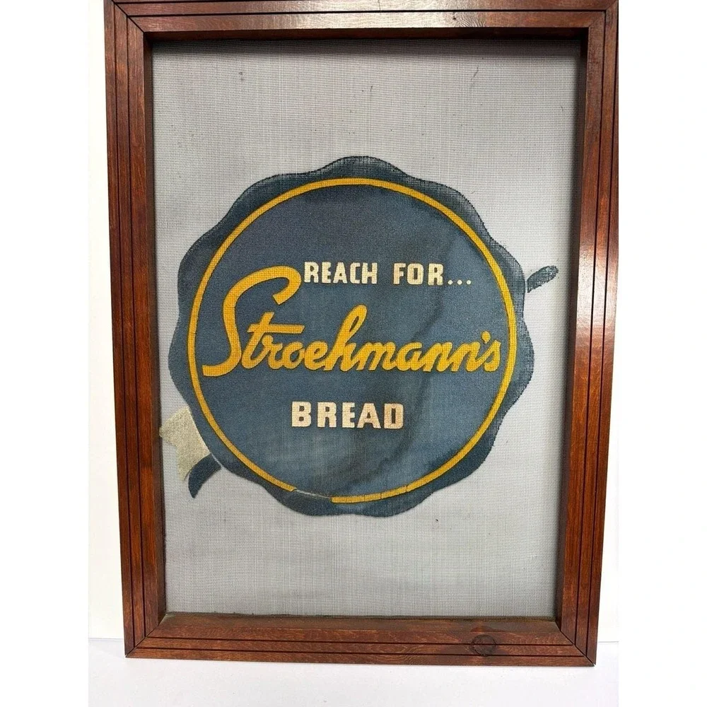 Vintage 1950s Stroehmann's Bread Screen Advertising Store Display Sign Framed‎